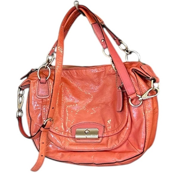 Coach “Kristen” pink patent Leather Shoulder Bag very good condition scuffs - Picture 1 of 16